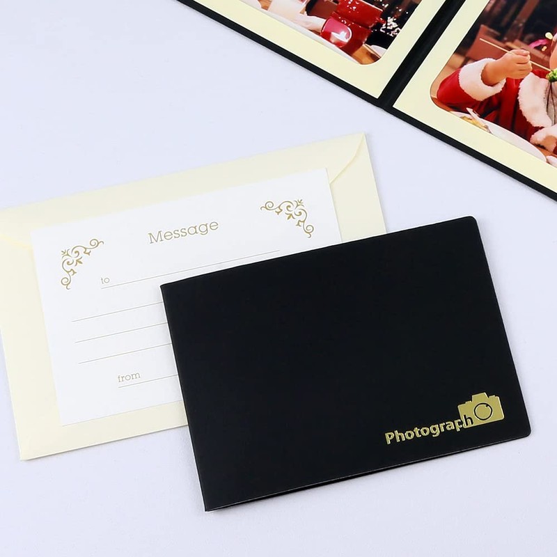 山田屋台紙店 写真台紙 ペーパーフォトフレーム ポケット台紙 『Photograph/カメラ』 2Lサイズ 2面ヨコ (ブラック)