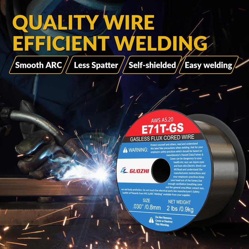 Flux Core Welding Wire, GZGUOZHI E71T-GS .030" 2-Pound X 2