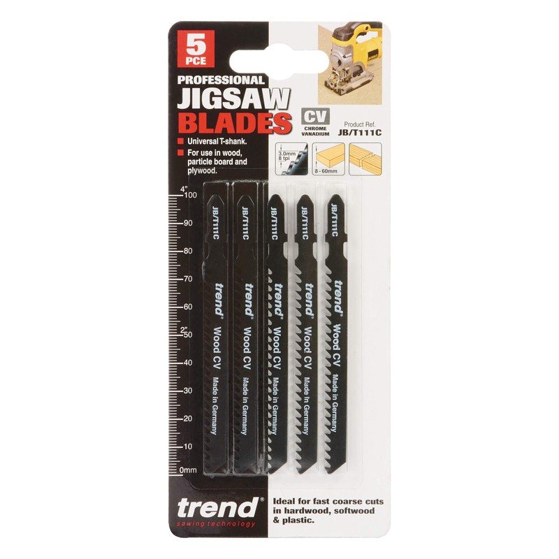 Trend Professional Jigsaw Blades, Pack of 5, 100mm x 3mm,