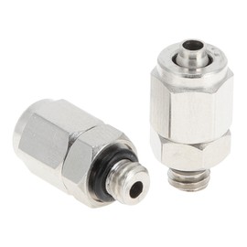 INFINAUTO Push to Connect Air Fittings 5/32" Male Thread Air Line Quick Connector Nickel-Plated Copper M5 2 Pcs Silver Tone