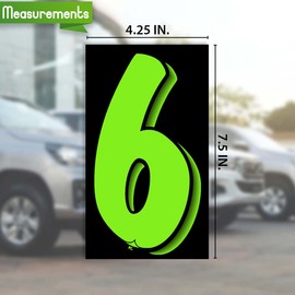 Versa-Tags 36 Number Six (6) 7.5-Inch Green and Black Windshield Pricing Number Stickers for Car Dealers