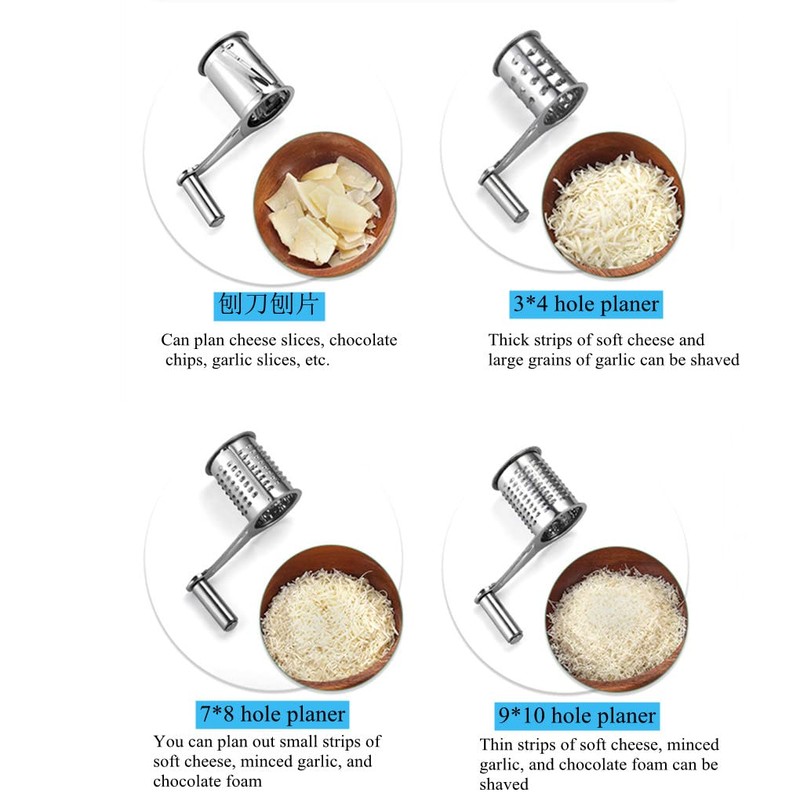 Stainless Steel Rotary Grater, Kitchen Tools Hand Crank Shredder Butter