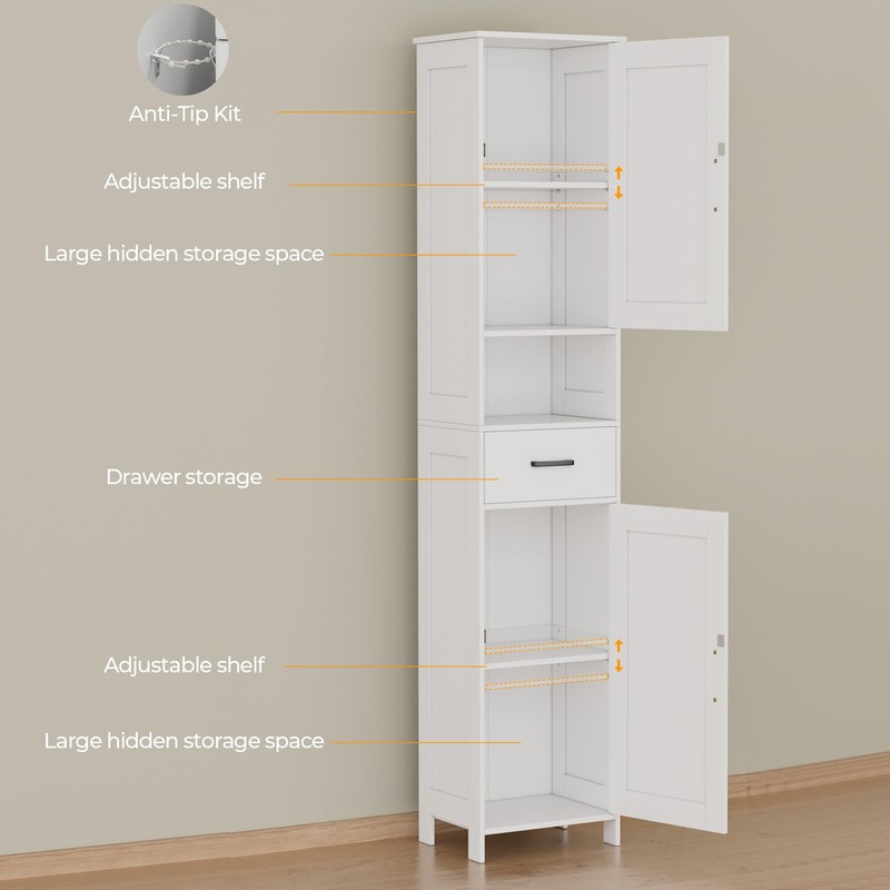 Homhedy 67" H Tall Bathroom Storage Cabinet with 2 Barn