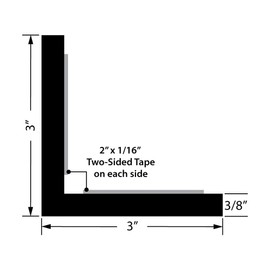 Outwater White 3" X 3" Styrene Angle with Adhesive on Both Sides, 4FT, Heavy-Duty Wall Corner Protector