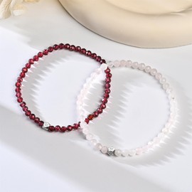 EUMENIDES Natural Diamond Gemstone Bracelet, 4 mm Natural Stone Bracelet for Women, 5 mm 925 Silver, Elastic Cord, Stone Silver stone Silver Diamond, Agate