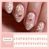 Bee Daisy Press on Nails Short Almond Nude Fake Nails