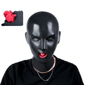 Hipipro Latex Adult Fake Face Mask, Full Mask with Gag and Nose Plug