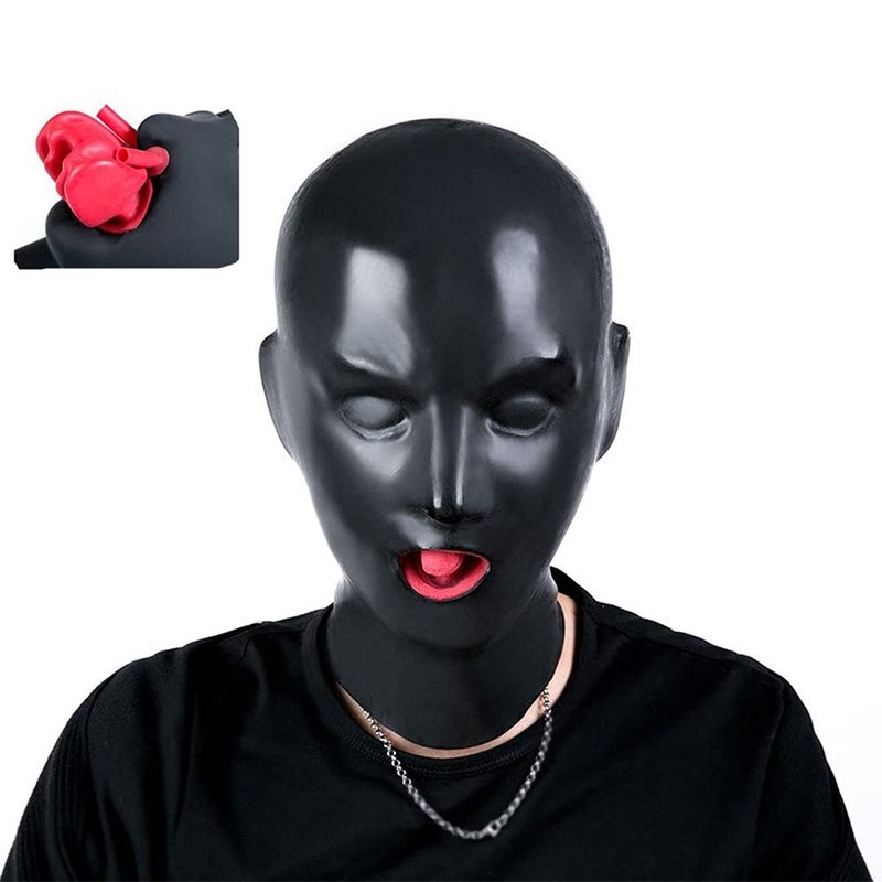 Hipipro Latex Adult Fake Face Mask, Full Mask with Gag
