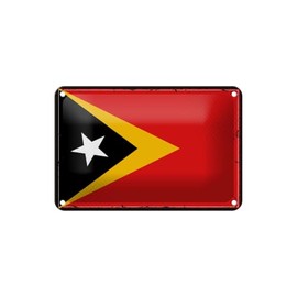 Blechschild 18 x 12 cm Retro Wappen Flagge Osttimors Flag of East Timor - DekoNo7