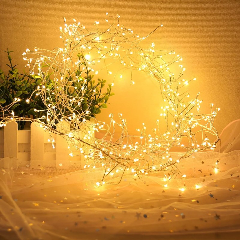 KINGCOO Cluster Fairy Lights with Remote, Waterproof 50LED Silver Wire