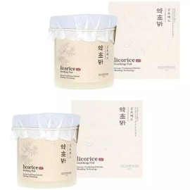 Skin Food 스킨푸드 약초방 감초 진정 패드 60매 x 2개 한방 성분 함유 토너팩 Skinfood Herb Room Licorice Soothing Pads 60 Sheets x 2 Packs Herbal Ingredients Contained Toner Pack