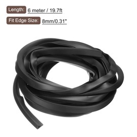 sourcing map sourcing map U Channel Edge Trim, 19.7ft Length Rubber Guard Seal Strip Edge Protector Flat Type Fit for 8mm Edge, (7/16" W x 15/32" H) Black