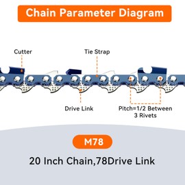 Chainsaw Chains,Chainsaw Chain 20 In,325" Pitch,050" Gauge 78 Drive Links Compatible with Makita Echo (3 Chains)
