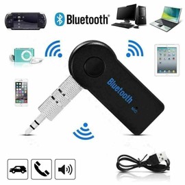 Wireless Aux Bluetooth Adapter Receiver 3.5mm, Bluetooth Car Adapter Receiver Audio Wireless Aux Bluetooth Transmitter compatible with Car, Headphones, Hands-free Calls, Plug & Play, Black.