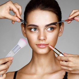 LALAFINA Essential Makeup Tools 3 Pack Makeup Brush Set Powder Puff Triangle Brush Manicure Brush Beauty Brush Women