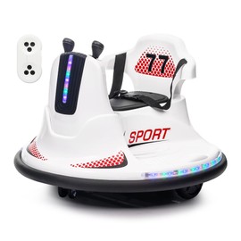 Bumper Cars for Toddlers, Electric Ride On Car, Kids Car with Remote Control, 360 Degree Spin, LED Lights, Ride On Toys for Kids, White