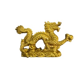 Chinese Feng Shui Dragon Figurine Statue, Gold Dragon Sculpture Collectibles Ornament Attract Success and Good Luck Office Home Decor