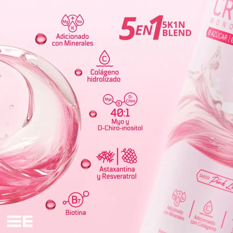 Elemental Creatina Monohidratada Plus Para Mujer Sabor Pink