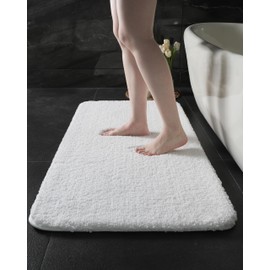 Disolla White Bathroom Rug 24x36 Fluffy Non Slip Bath Mat for Tub Washable Plush Bathroom Floor Mat Luxury Shag Absorbent Bath Rug for Shower Cute Soft Bathroom Sink Mat