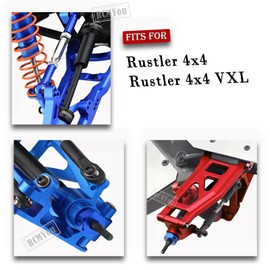 RCMYou Upgrades Part for 1/10 Rustler 4x4 VXL,Alloy Suspension Arm,Caster Block,Steering Blocks,Rear Stub Axle Carriers,Steering Bellcranks,Shock Tower,Drive Shaft & Hex Hub Adapters,Blue