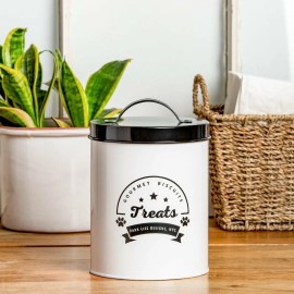 Pet Treat Jars/Canisters Park Life Designs 2.25 Qt. Medium Treat Canister | Gourmet Biscuits (White)