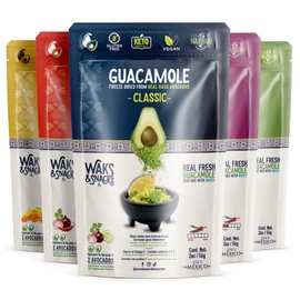 WAKS & SNACKS Freeze Dried Guacamole Variety Pack |100% Fresh Hass Avocados, Perfect for Chips | Energizes Camping & Hiking Meals | Vegan, Gluten-Free Guac Dip for Snacks | 2 Avocados | 2 oz, 5-Pack