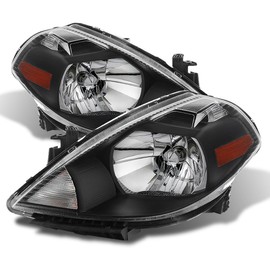 ACANII - For 2007-2012 Nissan Versa Black Housing Headlights Headlamps Assembly Replacement Pair Driver + Passenger Side