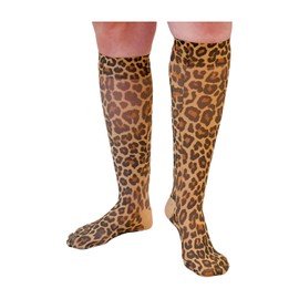 Lymphedivas Leo Leopard Medical Graduated Gradient Compression Sock Pair 15-20mmHg for Women (Long Closed-Toe Small)