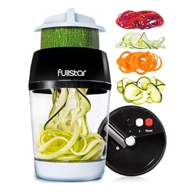 Fullstar Cortador de verduras en espiral, 4 en 1, para hacer espaguetis de calabacín, para hacer zoodle, verduras, espiralizador, ajustable, de mano, 
