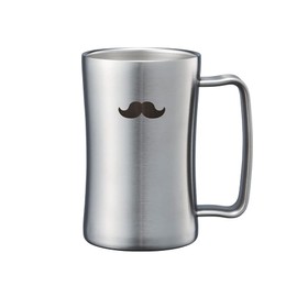Doshisha Drinking Stein, Whisker, 14.2 fl oz (420 ml), Dishwasher Safe, Thermal, Cold Insulated, Vacuum Insulated, Silver