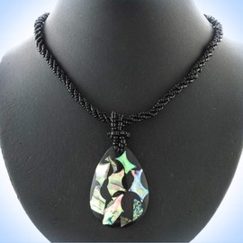 2" Necklace Teardrop Mosaic New Zealand Paua Abalone Black Seed Beads Unique Chic Crystal Rhinestone Elegant Jewelry Necklace For Women
