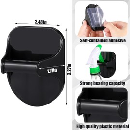 Gerrii 8 Pcs Spray Bottle Holder Wall Mount Spray Bottle Hanger Adhesive Hooks for Cabinet Plastic Rack Organizer to Create Storage Space for Kitchen Bathroom Sink Cleaner (Black)