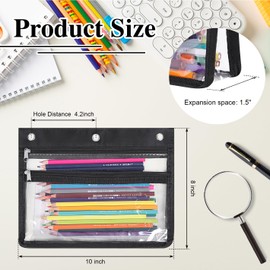 YoeeJob Pencil Pouch for 3 Ring Binder with 1.5 inch Expandable Large Capacity, Double Pockets Zipper Pencil Case, Pencil Binder Pouch for School Office Home