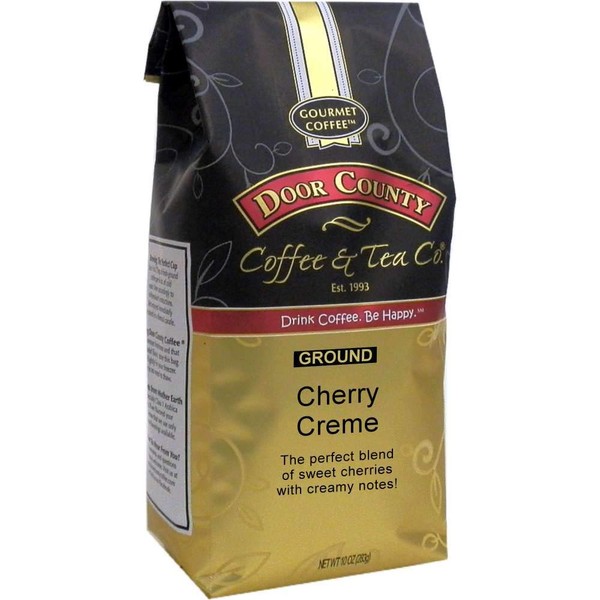 Door County Coffee, Cherry Crème, Flavored Coffee, Medium Roast, Ground Coffee, 10 oz Bag