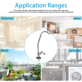 Qinlorgo Kitchen Water Filter Faucet, 1/4'' Zinc Alloy Kitchen Faucet Tap Chrome Reverse Osmosis RO Drinking Water Filter