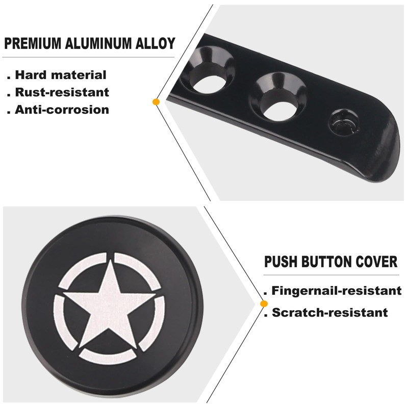 PKEDUO Black Door Handle Inserts + Star Push Button Covers