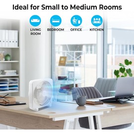 EZ-CHILL 9" Electric Portable 2-Speed, Quiet Box Fan, Ideal for Home, Bedroom, Dorm, & Office, BP-9B