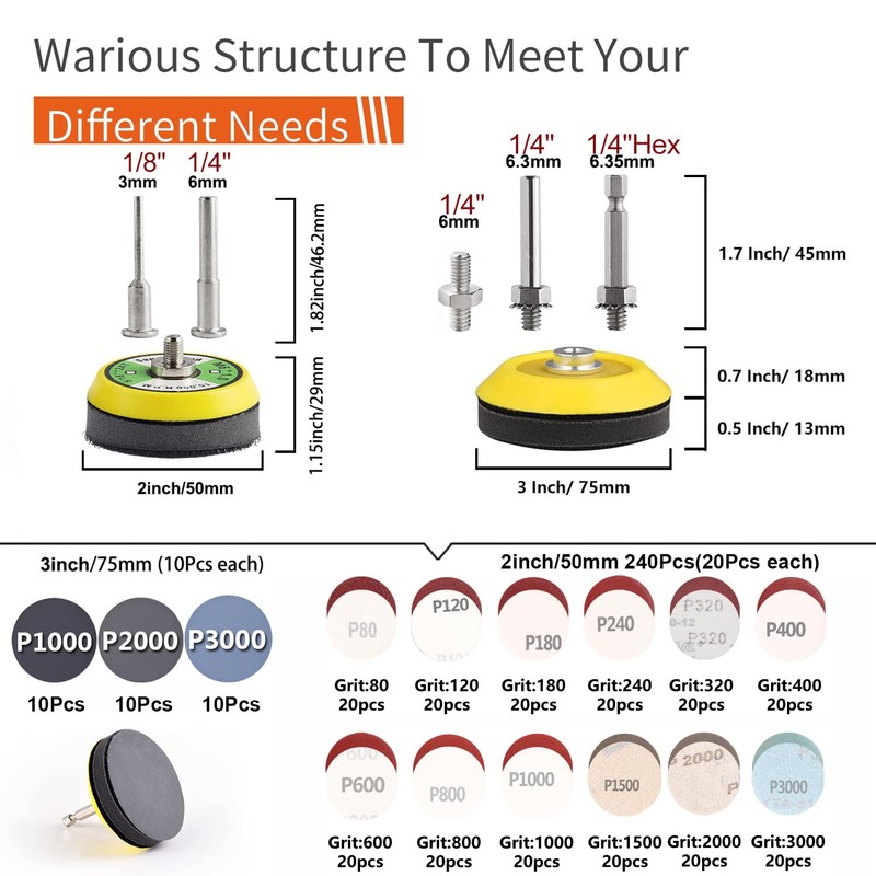 279 Pack 2/3 inch Versatile Sanding Discs Pad Kit for