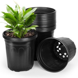 OUPSAUI 1/2/3/5 Gallon Pots for Plants,Flexible Gallon Plastic Nursery Pots with Drainage Holes, Plastic Pots for Outdoor Plants (2Gal-36pcs)