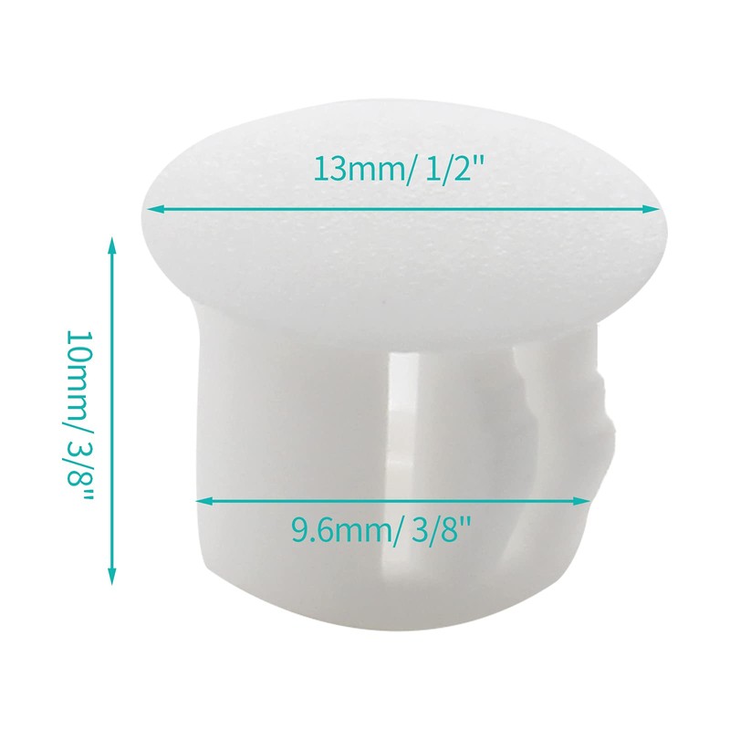 Uenhoy 100 Pcs 3/8" Plastic Hole Plugs White Flush Type
