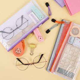 EOOUT - Estuche para lápices de 30 unidades de 9.5 x 4.5 pulgadas, pequeña bolsa de malla con cierre en 15 colores para billetes, almacenamiento de boletos de viaje y almacenamiento de suministros de