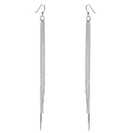 MATERIA Damen Ohrringe 925 Silber hängend 6x140mm Ohrhänger lang XXL Ohrschmuck mit 5 Pendel Stäbchen inkl. Box #SO-47