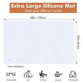 Fsdfskoi 48x24 Inches Silicone Mat for Epoxy Resin Release - Non-Slip Semi-Transparent Pad for Kitchen Countertops, Crafting & Office Desk | Heat-Resistant & Easy to Clean