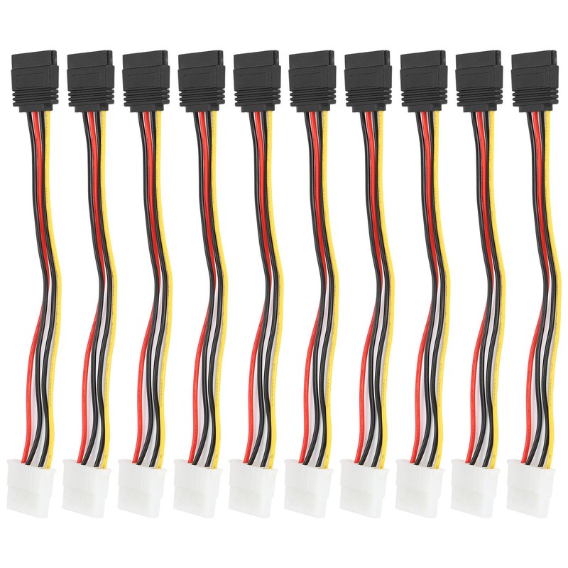 10 Pcs SATA Cables Big 4Pin to 15Pin IDESATA Power