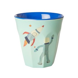 Rice Melamine Drinking Cup, Space Two Tone Motif, Medium, 100% Melamine, 9cm x 9cm, Dishwasher Safe, Great Gift