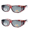 2 Pair Polarized Fit Over Oval Rectangular Sunglasses -8866JP2- Red/Red
