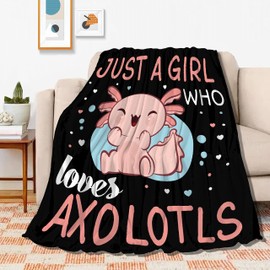Axolotl Blanket Just Girl Loves Axolotls Blanket Soft Blankets and Throws Flannel Cozy Lightweight Quilt Gift Perfect for Bed Sofa Couch-50 x40 Small for Kids