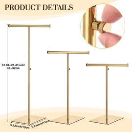 Leinuosen 4 Pcs Tabletop Purse Display Stand T Shaped Adjustable Height Purse Rack Stand Handbag Holder Purse Hanger Stand (Gold)