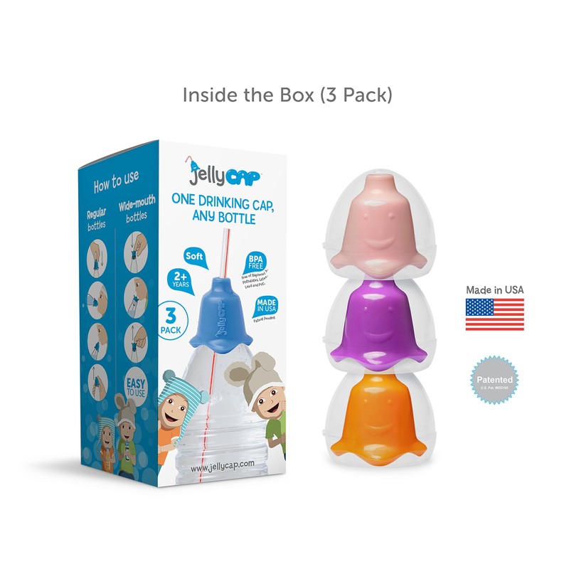 JellyCAP - One Drinking CAP, Any Bottle (3 Count) (Pink/Purple/Orange)