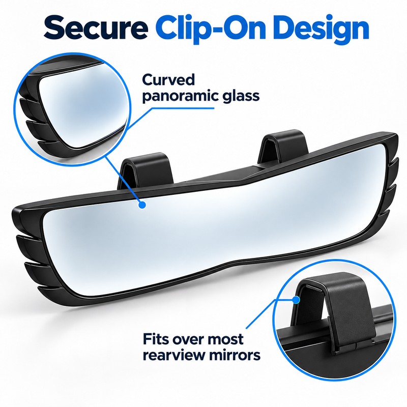 Wide Angle Rearview Mirror for Cars – 160° Panoramic Curved